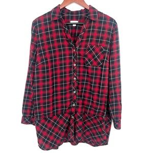 J. Jill Size Medium Red Plaid Blouse Shirt Top Christmas Holidays Festive Soft